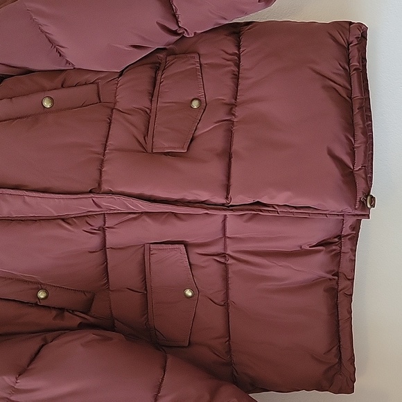 SAM EDELMAN Shirt Knit Trim Puffer Coat, Hooded, Large, Barn Red,NWT - Picture 9 of 14